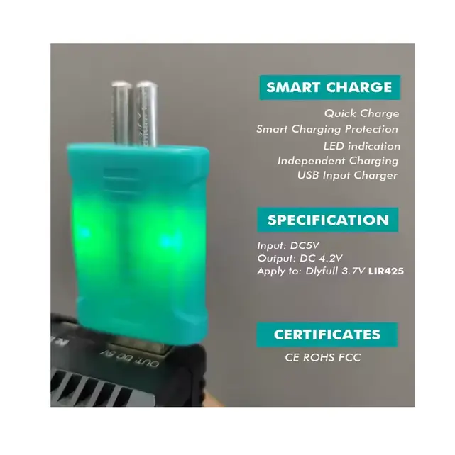 Dlyfull LIR425 Charger Kit Rechargeable LED Battery