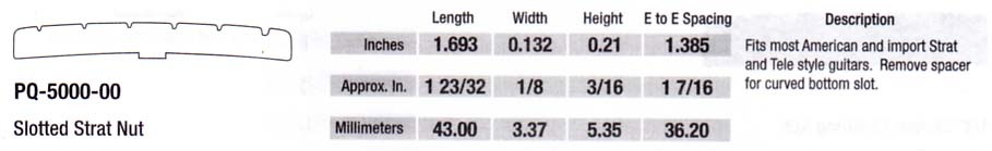 Graph Tech TUSQ-XL PQL-5000-00 Fender Style topkam slotted