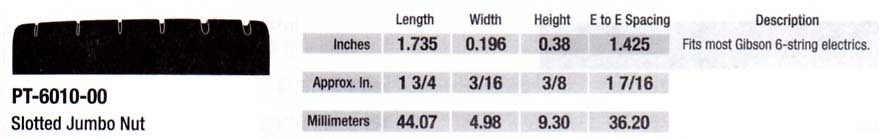 Graph Tech TUSQ-XL PQL-6010-00 Gibson Les Paul topkam slotted