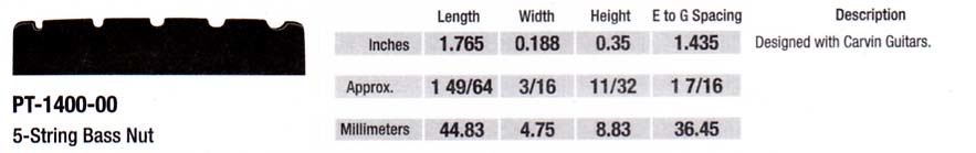 Black TUSQ PT-1400-00 5-string bass nut