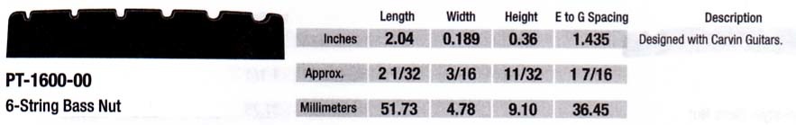 Black TUSQ PT-1600-00 6-string bass nut