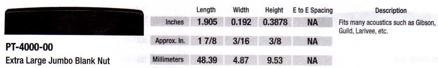Graph Tech Black TUSQ PT-4000-00 XL Jumbo blank nut