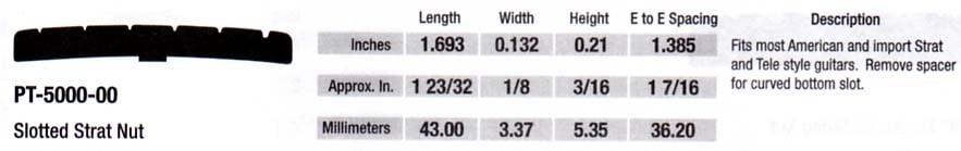 Graph Tech Black TUSQ PT-5000-00 Strat nut slotted