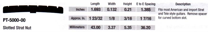 GraphTech Black TUSQ PT-5000-00 Stratocaster topkam slotted