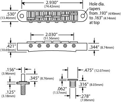 Schaller GTM Nashville Tune-o-matic bridge chrome