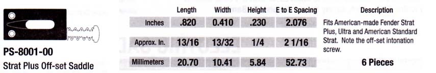 GraphTech PS-8001-00 saddles strat offset