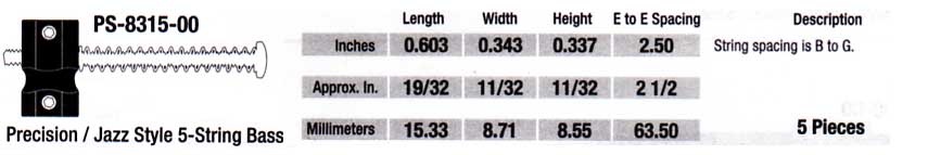 GraphTech PS-8315-00 saddles 5 string smal