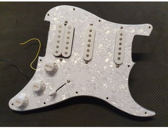 GTR Strat HSS loaded prewired pickguard pearl white