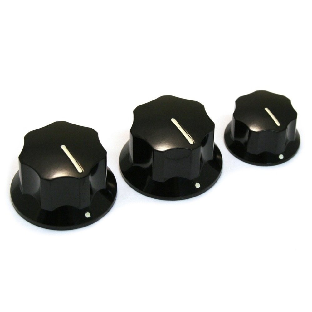 Jazz Bass knobs black set/3 Vox Humana