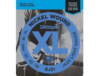 D'Addario EJ21 electric guitar strings Jazz Light 12-52