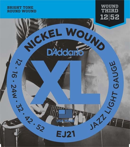 D'Addario EJ21 electric guitar strings Jazz Light 12-52