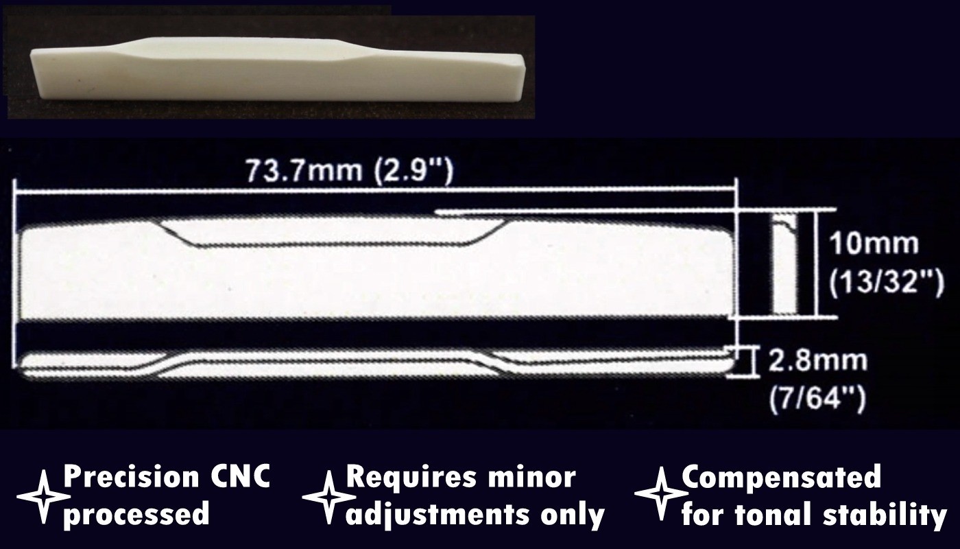Compensated Bone Saddle for Martin Acoustic Guitars