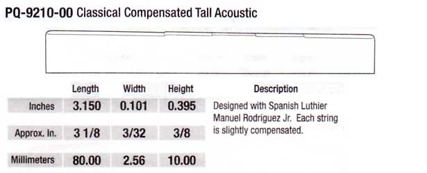 TUSQ PQ-9210-00 Classical guitar saddle compensated
