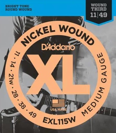 D'addario EXL115W electric guitar strings 11-49 wound G