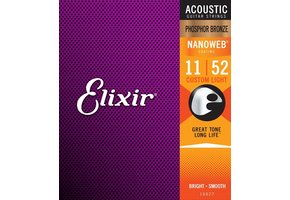 Elixir 16027 Nanoweb Snaren Akoestisch Phosphor Brons Custom Light 11-52