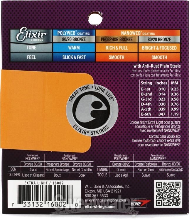 Elixir 11002 Nanoweb Snaren Akoestisch Brons Extra Light 10-47