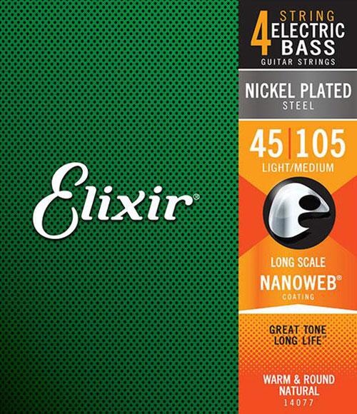 Elixir 14077 Nanoweb  Bass Strings 45-105