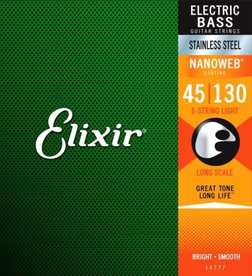 Elixir 14202 Nanoweb  5-String Bass Strings 45-130