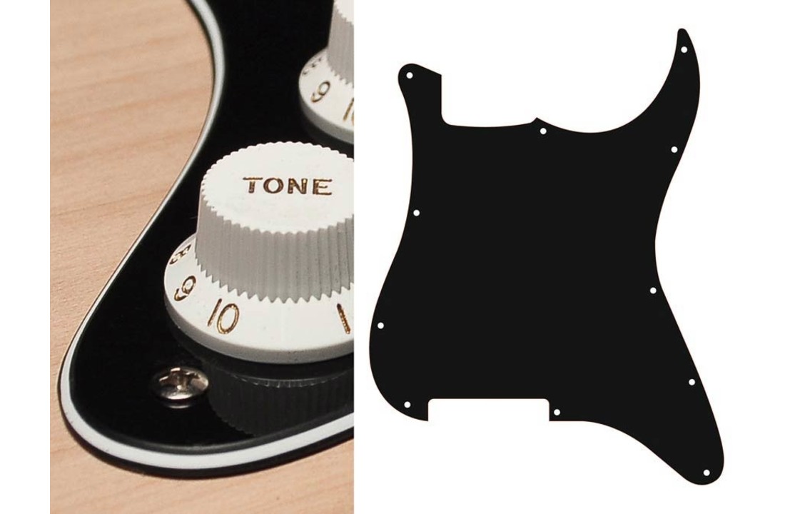 Boston ST-300-B Stratocaster slagplaat blank (zonder gaten) zwart 3ply