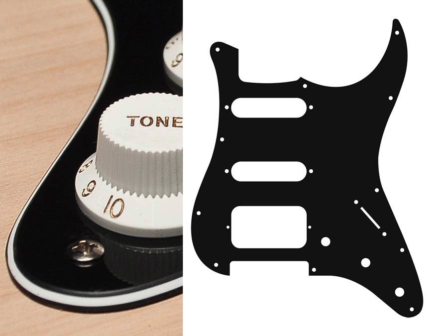 Boston ST-323-B Stratocaster HSS slagplaat zwart 3ply