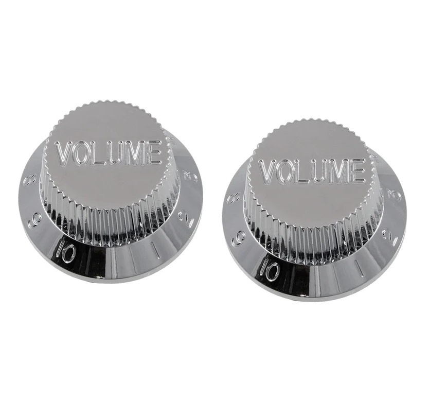 Strat tone knob chrome plastic set/2