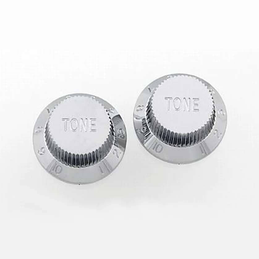 Strat volume knob chrome plastic set/2