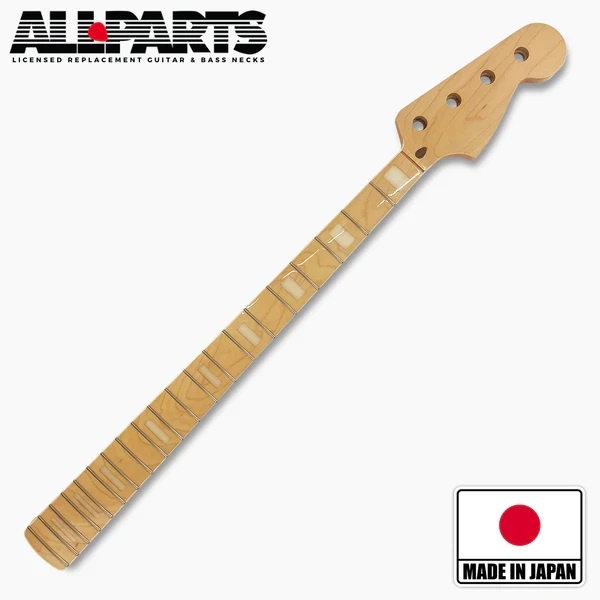Allparts JMF-B Finished Jazz Bass neck maple with bound fingerboard and pearl block inlays