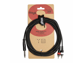 Audio kabel 3M 2xtulp - 1xstereo jack 6,3mm