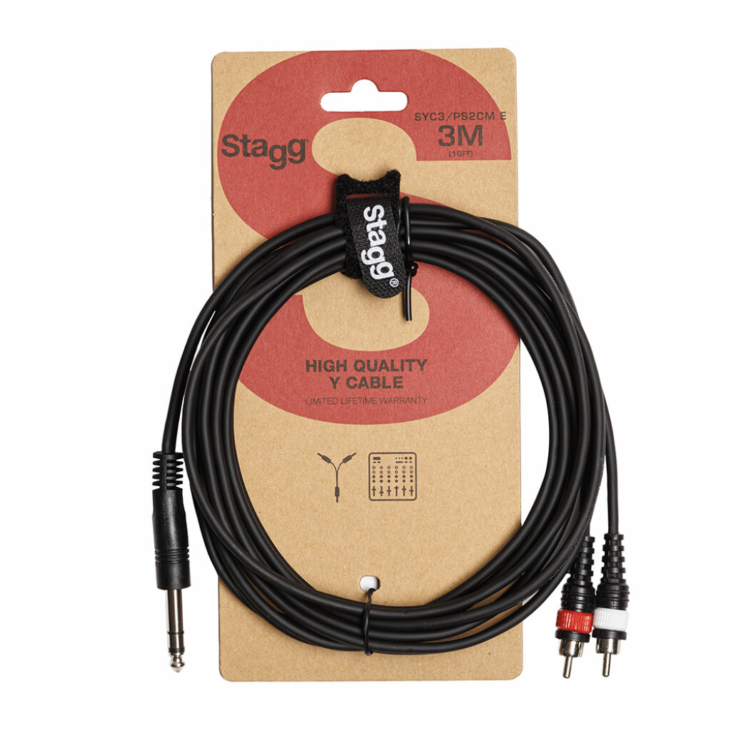 Audio cable 3M 2xRCA - 1xstereo jack 6,3mm