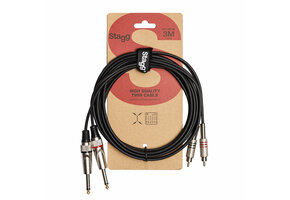 Audio cable 3M 2xRCA - 2xmono jack 6,3mm