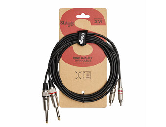 Audio cable 3M 2xRCA - 2xmono jack 6,3mm