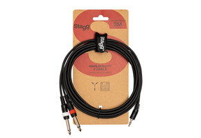 Audio kabel 3M 2xmono jack 6.3mm - 1xstereo jack 3.5mm