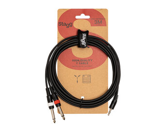 Audio cablel 3M 2xmono jack 6.3mm - 1xstereo jack 3.5mm