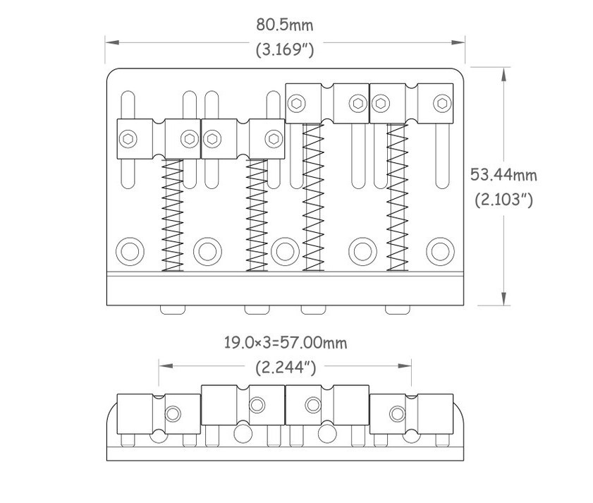 True Tone bass bridge chrome