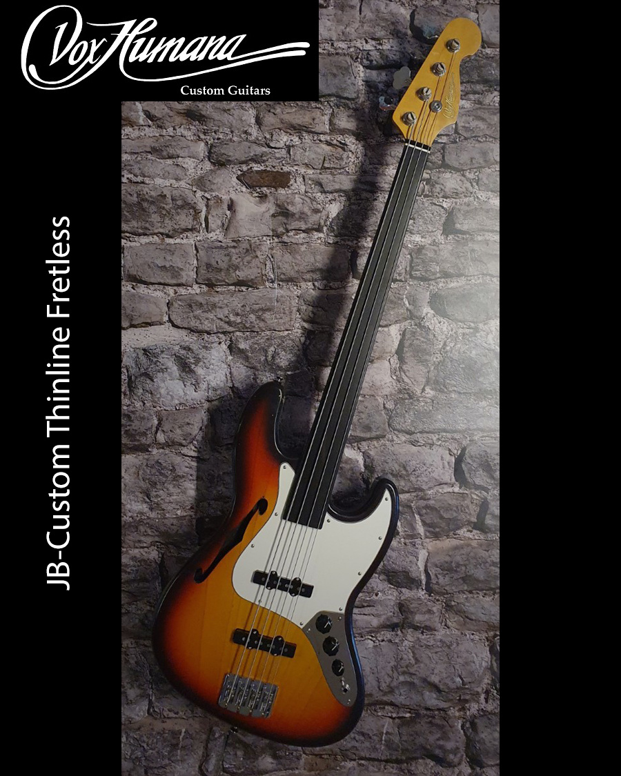 Vox Humana JB-Custom Thinline Bass Fretless aged sunburst