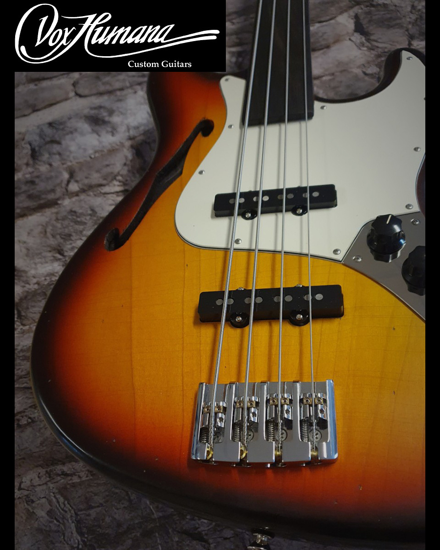 Vox Humana JB-Custom Thinline Bass Fretless aged sunburst