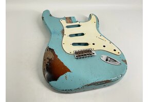 MJT Alder Strat body Daphe Blue over Tobacco Sunburst