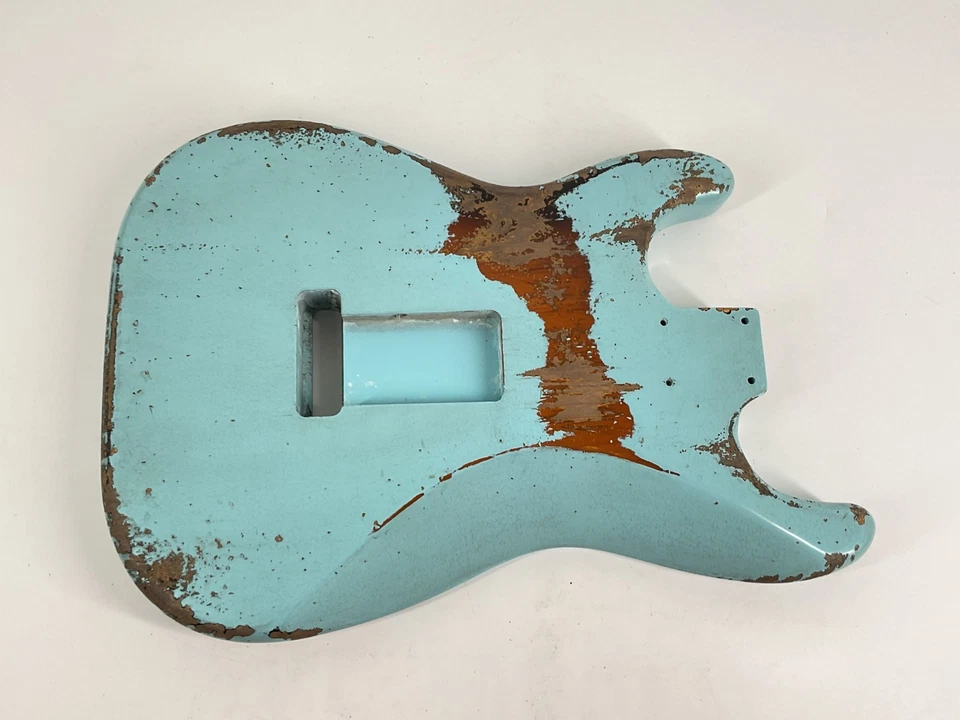 MJT Alder Strat body Daphe Blue over Tobacco Sunburst