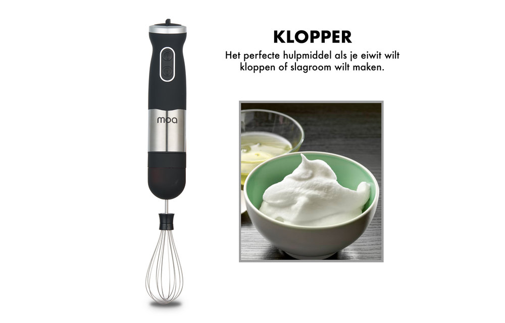MOA Staafmixer 700W - Staafmixer set met accessoires - Hakmolen - Klopper - Maatbeker 800ml - HB57