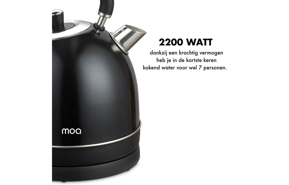 MOA Waterkoker Retro Zwart 1.8 liter - Elektrisch - RVS - EK3TB