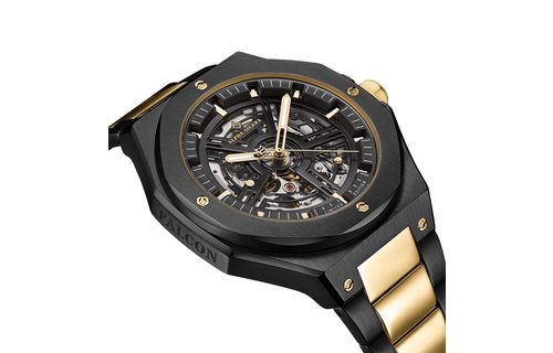 Alpha Sierra Watch Co. Alpha Sierra Falcon LVD218B - Zwart / Goud - Stalen  band - Herenhorloge - Ø 45 mm - Brandfactory'12 B.V.