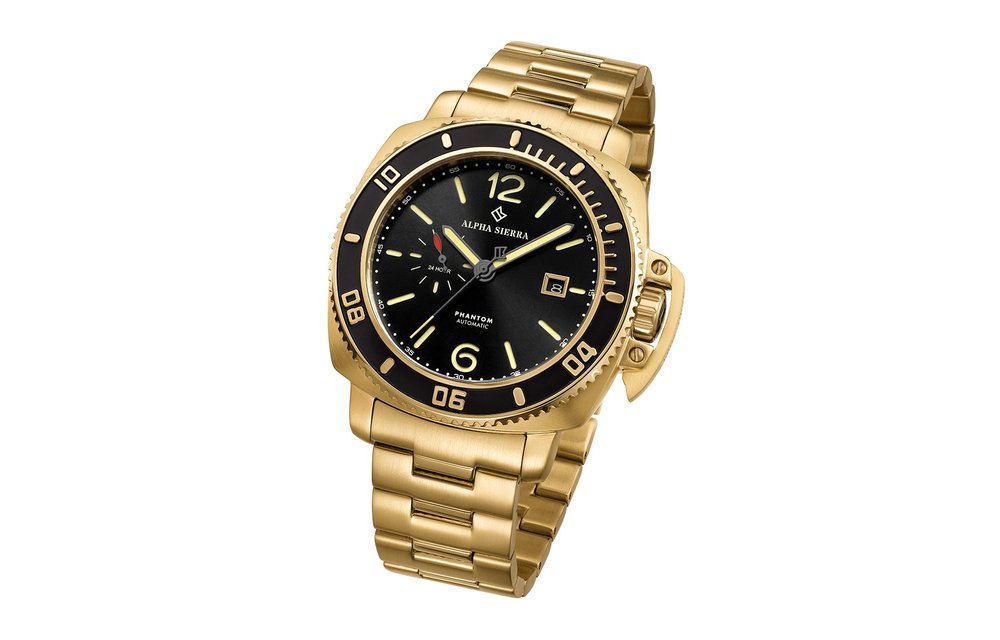 Alpha Sierra Phantom F4-G003 - Goudkleurig - Stalen band - Herenhorloge -Ø 44 mm