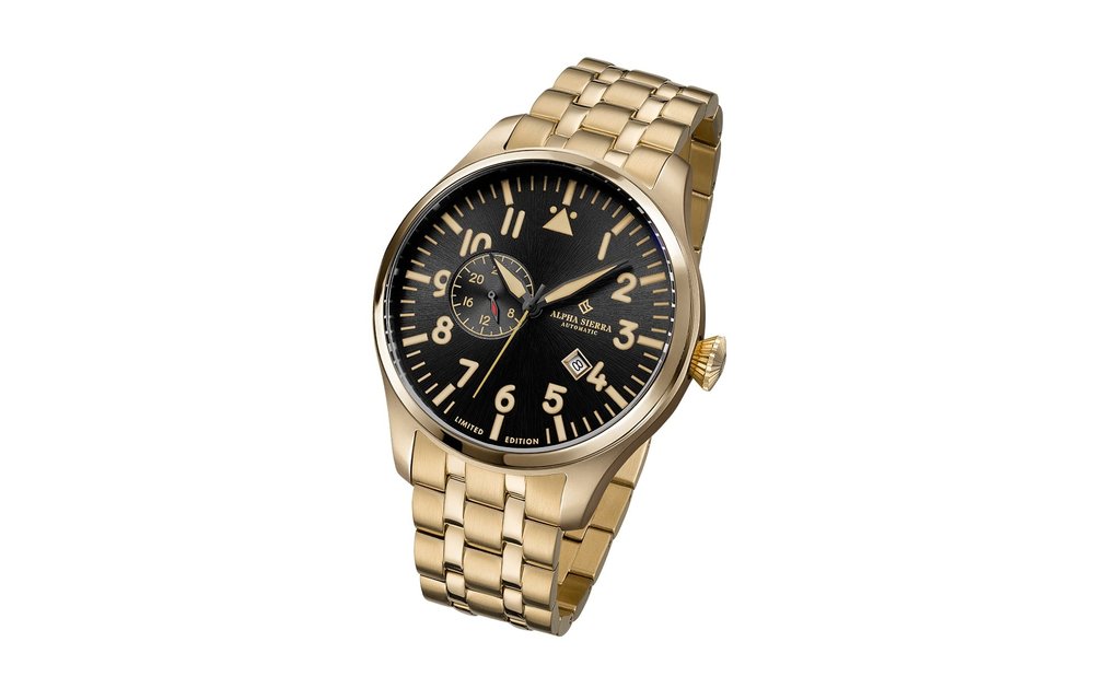 Alpha Sierra Automatic AMS03 - Herenhorloge - Goudkleurig - Ø 46 mm