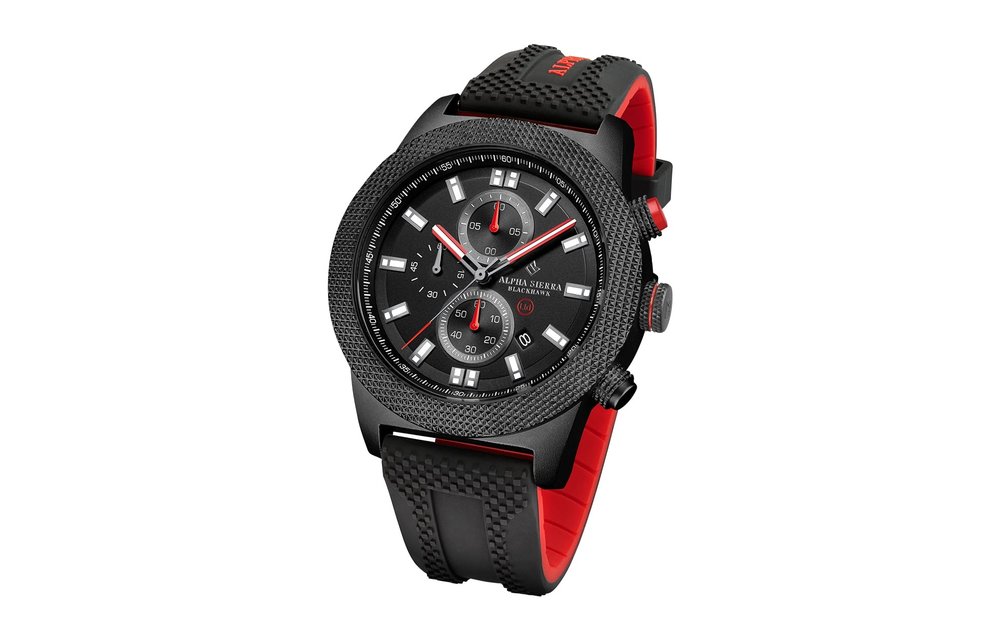 Alpha Sierra Blackhawk UH62RL - Herenhorloge - Siliconen - Zwart / Rood - Limited Edition - Ø 48 mm