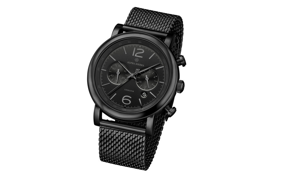 Alpha Sierra - Liberator II - P4Y2-G - Heren Horloge - 43mm - Zwart - Mesh