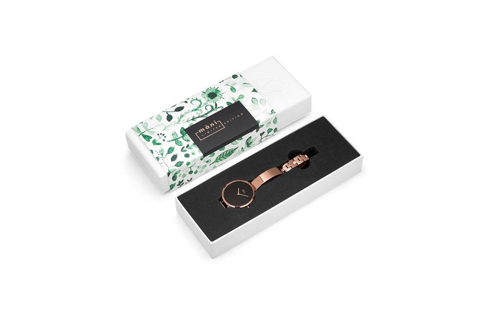 AVA Mani Petit Rosaguld Svart - Dameshorloge - Staal - Goud - Ø 32mm - Limited Edition
