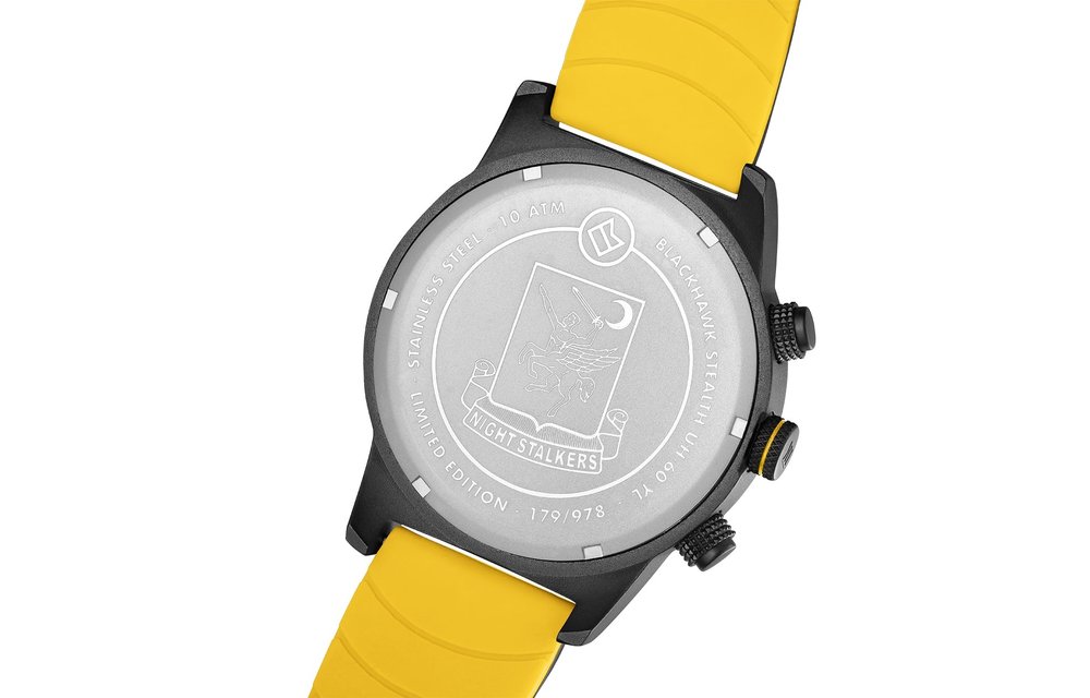Alpha Sierra Blackhawk UH60YL - Herenhorloge - Siliconen - Zwart / Geel - Ø 48 mm