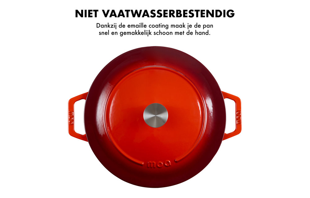 MOA Gietijzeren Braadpan 30 cm - Rond - ook voor Inductie - Kersenrood - C30CB