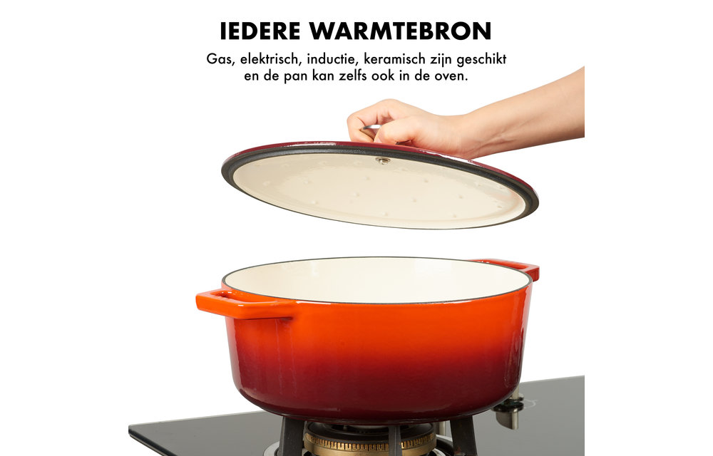 MOA Gietijzeren Braadpan 30 cm - Rond - ook voor Inductie - Kersenrood - C30CB