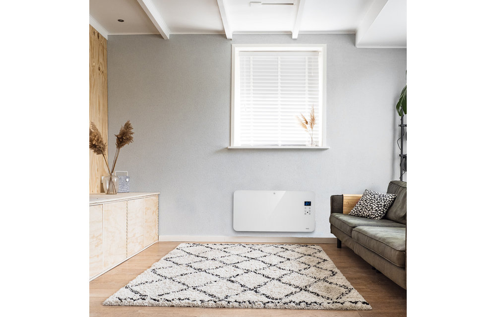MOA Smart Glazen Paneelverwarmer met WiFi - Elektrische kachel - Panel Heater - Paneelverwarming - Portable Heater - Wit - MOAPH15W